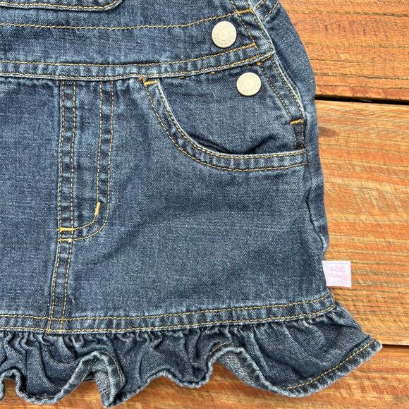 Vintage Old Navy Baby Denim Overall Dress 3-6M | Ruffle Skirt Pocket Y2K Jumper - Picture 8 of 14